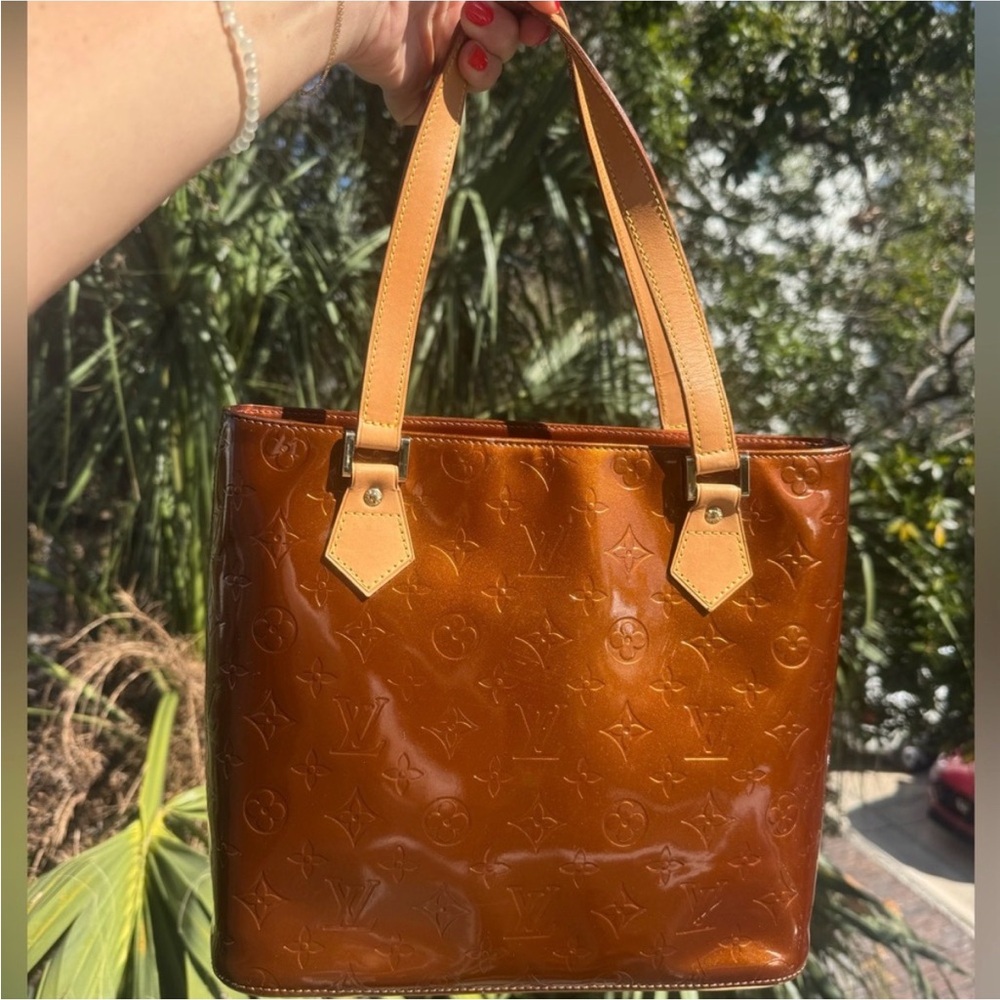 Louis Vuitton Vernis Tote Bronze Patent Monogram Shoulder Bag Authentic LV - Picture 5 of 12